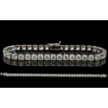 Ladies - Attractive / Good Quality 14ct White Gold Diamond Set Tennis Bracelet - Set with 37