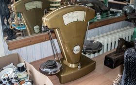 Vintage Avery Scales, with weights, in mustard coloured enamel and chrome. Shop scales, measure 18''