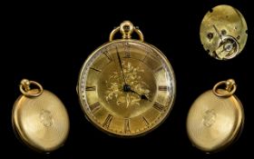 18ct Gold Early 19th Century Keywind Open Faced Pocket Watch,