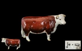 Beswick Hand Painted Animal Figure ' Hereford Cow ' Model no 1360. Designer A. Gredington.