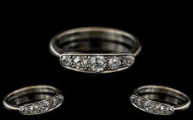 Edwardian Period - Ladies 18ct White Gold Attractive 5 Stone Diamond Set Ring.