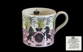 A Wedgwood Queen Elizabeth II 1953 Coronation Mug, designed by Eric Ravilious, printed,