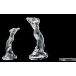 Lalique - France Signed Large Frosted Glass Figure of a Female Nude ( Dancer ) With Clear Glass