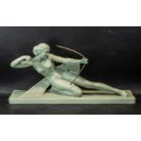 Chalk Art Deco Style Figure of a painted dancer with a bow, measures 26'' x 12''. Lovely