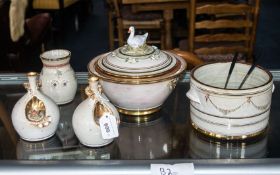 Collection of Golden Fox Pottery, by English pottery artist Gordon Fox, comprising a casserole dish,
