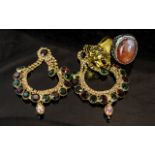 Small Collection of Fashion Jewellery, comprising a pair of bejewelled drop earrings,