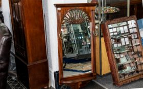 American Mahogany Hall Mirror with shelf and two coat hooks. Measures height 42'', 23'' wide.