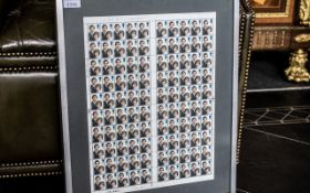 A Framed Full Sheet of Postage Stamps Ch