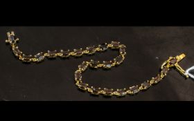 Smoky Quartz Tennis Bracelet, oval cut,