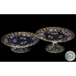 Pair of Tazzas by John Mortlock, in blue