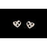 Diamond Set Heart Stud Earrings, a pair