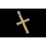 18ct Gold Diamond Set Cross, with white