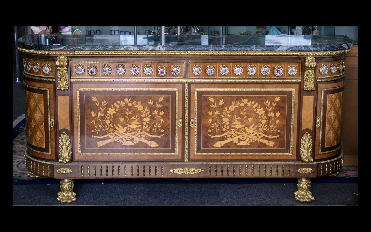 A Louis XVI Style Bow Fronted Marble Top - Image 2 of 5