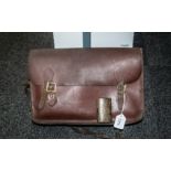 Vintage Brown Leather Satchel, 15" x 10"