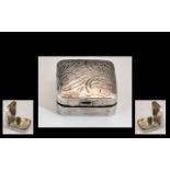 Silver Pill Box with Floral Design. Love