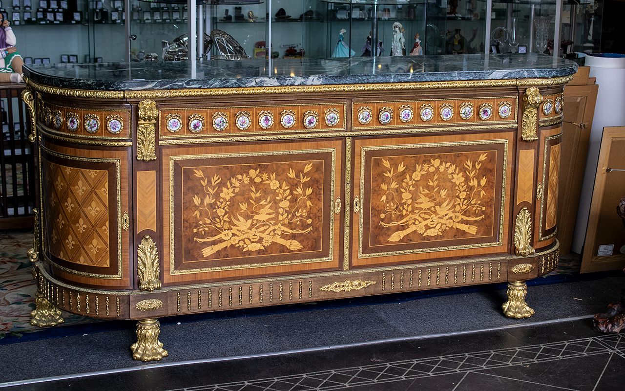 A Louis XVI Style Bow Fronted Marble Top