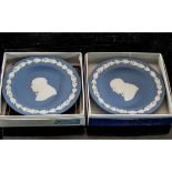 Blue Jasper Pair of Round Dishes of Sir