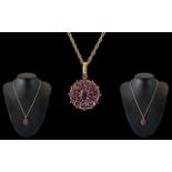 9ct Gold Pendant Set with Amethysts of E