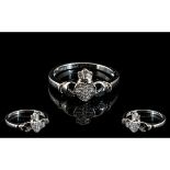 Diamond Set Claddagh Ring, the two clasp