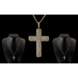 9ct Gold Diamond set Cross with Attached