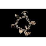 Vintage Silver Heavy Charm Bracelet, a c