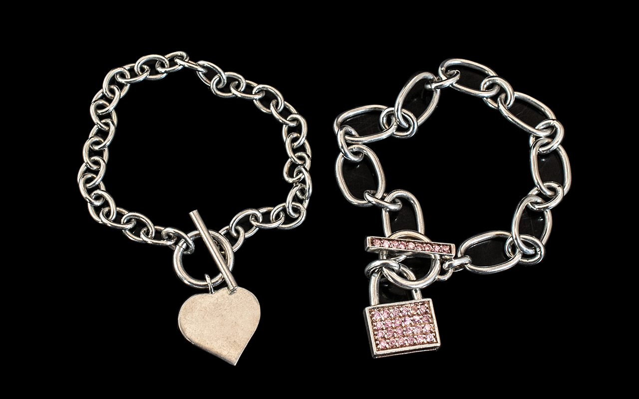 Two Ladies Sterling Silver Bracelets pad