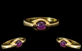 18ct Gold Amethyst Set Dress Ring, Centr