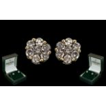 Ladies Pair of Attractive 9ct Gold Diamo