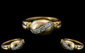 18ct Gold - Contemporary Diamond Set Fas