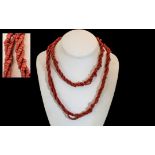 Mid Century Coral Necklace. Very Long Co