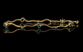 18ct Gold Gem Set Bracelet, Fancy link C