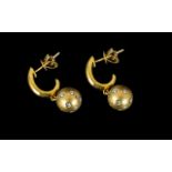 Pair of 18ct Gold Diamond Earrings, baub