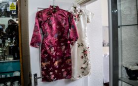 Two Chinese Silk Cheongsam Dresses, trad