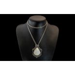 Large Silver Statement Pendant & Chain,