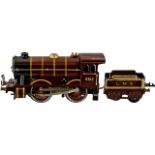 Hornby 4312 O-Gauge LMS Clockwork Steam Locomotive and Tender. Date 1920's.