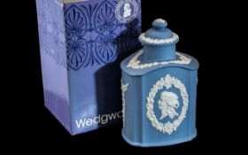 Wedgwood Pale Blue Jasper Teaploy In original box and as new condition.
