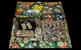 Collection of Vintage Crystal Paste Costume Jewellery, including brooches, Art Deco style brooches,