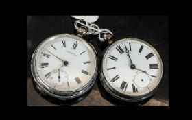 Waltham Silver Open Faced Pocket Watch - White Enamelled Dial with Subsidiary Seconds,