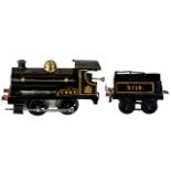 Hornby 2710 0-Gauge LNER Clockwork Steam Locomotive and Tender. Date 1923-24. Black Colour way.