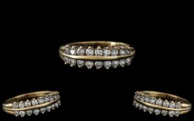 Ladies Attractive 9ct Gold Channel Set Diamond Set Ring. Full Hallmark for 9.375 to Interior of