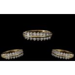 Ladies Attractive 9ct Gold Channel Set Diamond Set Ring. Full Hallmark for 9.375 to Interior of