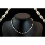 Ladies - Attractive and Nice Quality Pearl Necklace Set with 9ct Gold Spacers and Clasp.