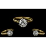 Ladies - Superb 18ct Gold Single Stone Diamond Set Ring.