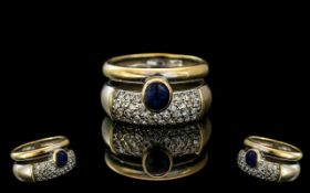 18ct Gold Bespoke Diamond and Sapphire Set Designer Ring,