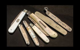 A Good Collection of Vintage and Antique Period Sterling Silver Fruit Knives,