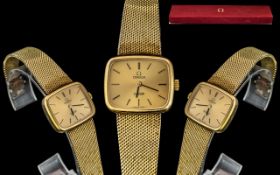 Omega - Deville Ladies 1970's Gold Plated ( 20 Microns ) Wrist Watch with Integral Bracelet.