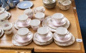 Royal Vale Bone China Tea Service, comprising seven cups, six saucers, eight side plates, milk jug,