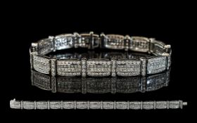 Ladies - Superb Quality Diamond Set Bracelet, Excellent Design. Marked for 750 - 18ct. The Brilliant