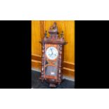 Wooden Wall Clock with twisted side supports and decorative top finial of a rearing horse,