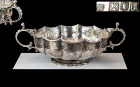 Arts and Crafts Superb Quality Hammered / Planished Sterling Twin Handle Bowl of Wonderful